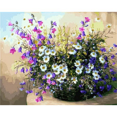 Картина по номерам Paintboy Полевые цветы в корзинке, 40x50