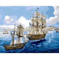 Картина по номерам Цветной Парусная флотилия, 40x50 см