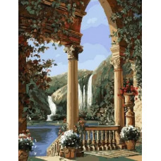 Картина по номерам Цветной Арка у озера, 40x50