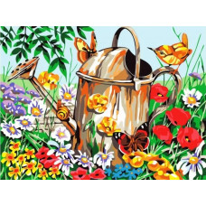 Картина по номерам Цветной Лейка в саду, 40x50 см