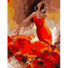 Картина по номерам Paintboy Девушка в красном, 40x50