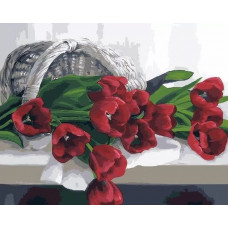 Картина по номерам Paintboy Алые тюльпаны, 40x50 см
