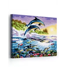 Картина по номерам Hobby Paint Сказочные дельфины NN450 на холсте с подрамником 40х50