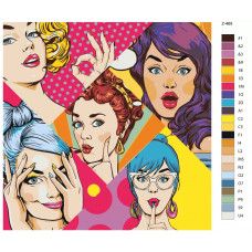 Картина по номерам BRUSHES-PAINTS Девушки в стиле поп-арт Z469 40x40 см Картина по номерам BRUSHES-PAINTS Девушки в стиле поп-арт Z469 40x40 см