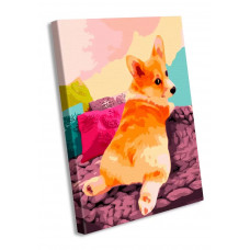 Картины по номерам Kari Kids на холсте KN005 Корги на отдыхе