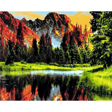 Картина по номерам Paintboy Original Озеро на закате, 40x50 см