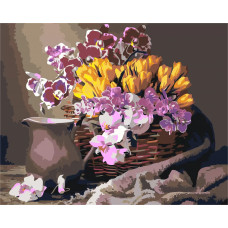 Картина по номерам, 40 x 50, Тюльпаны и орхидеи (pz-cvety1)