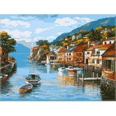 Картина по номерам Цветной Голубая бухта, 30x40