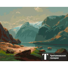 Картина по номерам Фрея Озеро в горах Швейцарии, 40x50