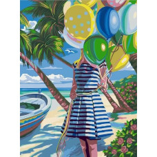 Картина по номерам Фрея Девушка с шариками, 30x40