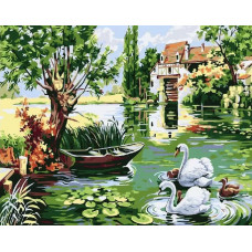 Картина по номерам ВанГогВоМне Семья лебедей, 40x50