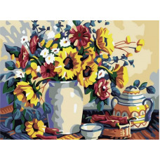 Картина по номерам на картоне Color Kit Натюрморт с подсолнухами