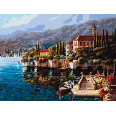 Картина по номерам Цветной Город у моря, 30x40