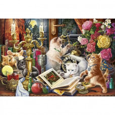 Холст с красками 30 x 40 см, «Веселые котята на столе»