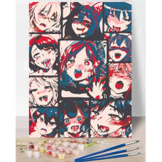 Аниме картина по номерам: Ahegao Коллаж
