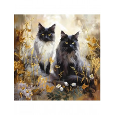 Картины по номерам Рыжий кот Коты в цветах 40х40