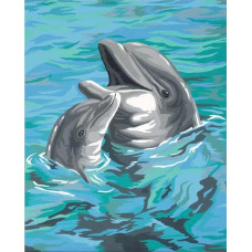 Картина по номерам Dimensions Дуэт дельфинов, 20x25