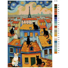 Картина по номерам BRUSHES-PAINTS Коты на крыше дома R-178 40x60 см