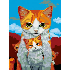Картина по номерам Живопись по Номерам Кошка с котятами, 30x40