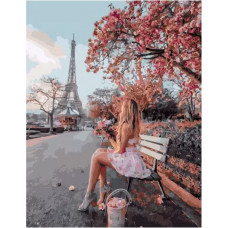 Картины по Номерам на Холсте 40х50 Девушка - Девушка в Париже
