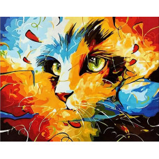 Картина по номерам по дереву Paintboy Яркая кошка