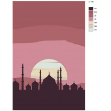 Живопись по номерам BRUSHES-PAINTS Рамадан, мечети, мусульманская община. Первый дом исламского призыва в вечернем закате
