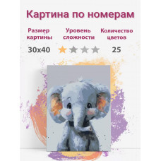 Картина по номерам Раскрасим сами Слоник на подрамнике 30х40 см Картина по номерам Раскрасим сами Слоник на подрамнике 30х40 см