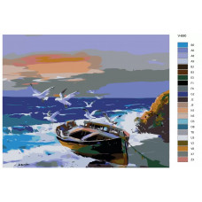 Живопись по номерам BRUSHES-PAINTS Лодка в окружении чаек