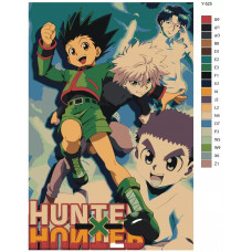 Живопись по номерам BRUSHES-PAINTS Hunter x Hunter (Хантер х Хантер). Киллуа Золдик, Гон Фрикс, Уинг, Зуши. Аниме