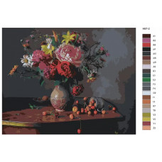 Живопись по номерам BRUSHES-PAINTS Натюрморт - Композиция с цветами и черешней Живопись по номерам BRUSHES-PAINTS Натюрморт - Композиция с цветами и черешней