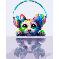Картина по номерам Paintboy Кот-меломан, 40x50 см
