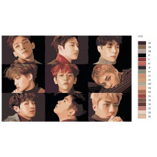 Живопись по номерам BRUSHES-PAINTS K-pop EXO. Участники группы
