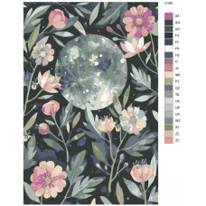 Живопись по номерам BRUSHES-PAINTS Луна и цветы
