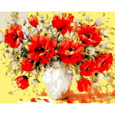 Картина по номерам Цветной Букет маков, 30x40 см