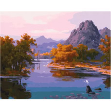 Картина по номерам Paintboy  PK 45085 Осенний закат у горной реки 40*50 Эксклюзив