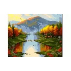 Холст с красками "Рисование по номерам. Осень в горах", 40x50 см