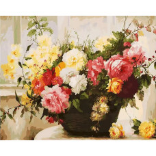 Картина по номерам Белоснежка Букет в корзине, 40x50