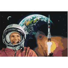 Картина по номерам, 40 x 60, Юрий Гагарин (Картина 4) (pz-2073)