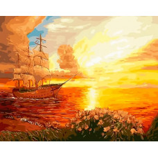 Картина по номерам Paintboy Парусник на закате, 40x50 см