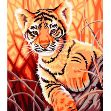 Картина по номерам Paintboy Тигренок в джунглях, 30x40 см