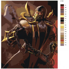 Живопись по номерам BRUSHES-PAINTS Скорпион- Мортал Комбат(Mortal Combat) 80x100