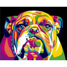 Картина по номерам Цветной Радужный американский бульдог, 30x40 см
