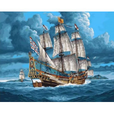 Картина по номерам Цветной Парусник в открытом море, 40x50 см