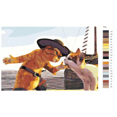 Живопись по номерам BRUSHES-PAINTS Кот в сапогаx с возлюбленной