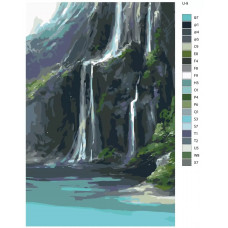 Живопись по номерам BRUSHES-PAINTS Водопад у берюзового озера