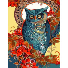 Картина по номерам Paintboy Филин в цветах, 30x40 см