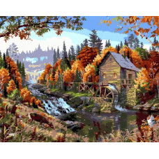 Картина по номерам Paintboy GX 7495 Водяная мельница у реки 40*50