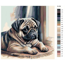 Картина по номерам BRUSHES-PAINTS Милый Мопс R-250 40x40 см Картина по номерам BRUSHES-PAINTS Милый Мопс R-250 40x40 см