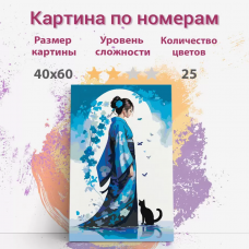 Картина по номерам Раскрасим сами Японская девушка с котом холст на подрамнике 40х60 см Картина по номерам Раскрасим сами Японская девушка с котом холст на подрамнике 40х60 см