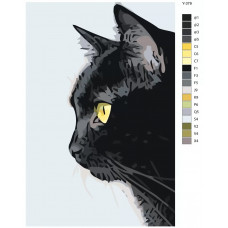 Живопись по номерам BRUSHES-PAINTS Черный котик в профиль